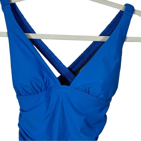 J. Crew Blue Scrunchie Strap One-Piece Swimsuit - Size 0 NWT - Picture 5 of 12